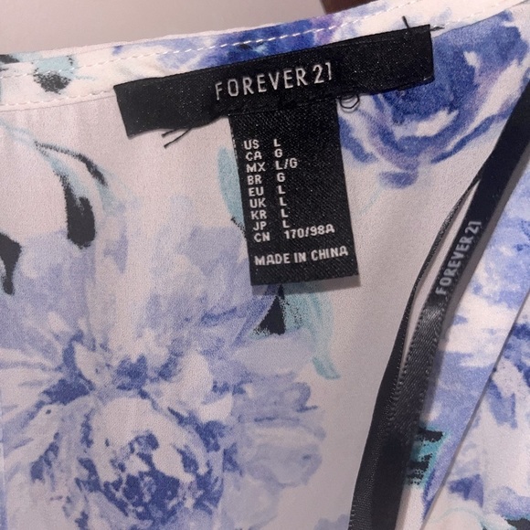 Blue, Sky Blue, White & Black Forever 21 Romper - Picture 2 of 3